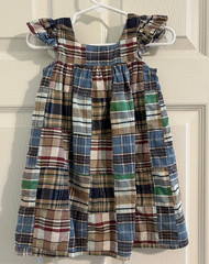 Kelly’s Kids White Blue Red Green Madras Plaid Dress Size 12-18 Mo