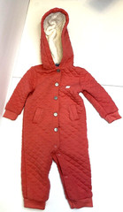 7 For All Mankind Baby Girl’s Pink Hooded One Piece Fleece Bodysuit 6/9 Months