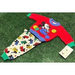 Vintage 90s Disney Babies 2-Piece Pants Set Size 0-6 Months Red Mickey Mouse