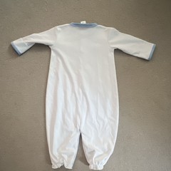 The Beaufort Bonnet Company 3M Pima Cotton Snap One-Piece, White/Blue NWOT