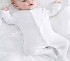 Full Plain Baby White Cotton Blend Sleepsuit Grow Soft Company Free Logo Sizes