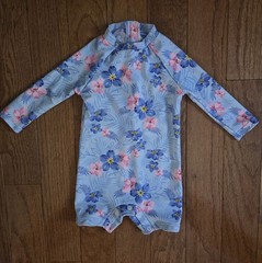 UMELOK Infant Girl 3-6 mos One-piece Long Sleeve Swimsuit Tropical Floral Print