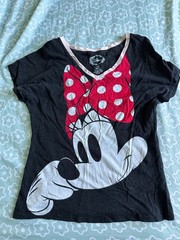 Small Disney Minnie Mouse black & red baby tee with white polka dots