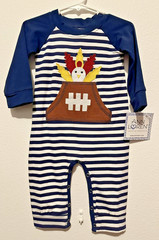 NWT ANN LOREN FOOTBALL Baby/Toddler Boys Romper 6-12 Months THANKSGIVING