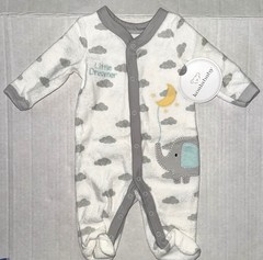 KOALA BABY terry sleeper white/gray CLOUD/ELEPHANT motif size NEWBORN