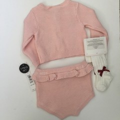 NEW Baby 6-9M Knit Cherry Sweater & Bloomers 3 pc Set Pink | Nicole Miller
