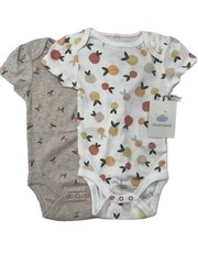 Cloud Island NWT One Piece Organic Cotton Set of 2 Fruit & Cherry Print Pastel