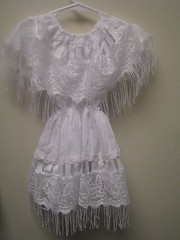 2T white lace girls dress fringe circle collar hem elastic boho fancy dolly