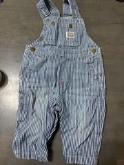 Polo Ralph Lauren Baby Blue/White Striped Denim Overall One-Piece 6M Logo (#163)