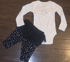 Carter’s Sz NB 3 6 12 Months Baby Ghost Bodysuit Leggings Set NEW NWT Halloween