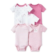 Lamaze Baby Girls’ 100% Organic Cotton 5pc Shorts sleeve Bodysuit Set Size 9M