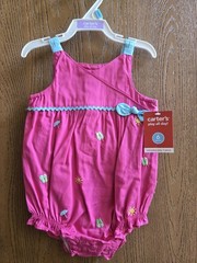 NWT Size 6M Carter’s everyday easy 1 piece pink sleeveless sunsuit bodysuit