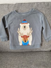 Dip Eco-Friendly Baby Sweatshirt Size 12-18m Bear With Deer Design VGUC