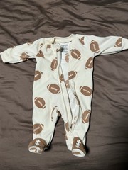 Carter’s Fleece zipper Footie Sleeper Football Theme Newborn