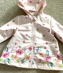 Little Me Baby Girls Raincoat with Hood Pretty Floral Front Zipper Size 18 Month