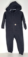 Carhartt 18 months 1 Piece Gray Hoodie Romper Boys Long sleeved Logo Patch