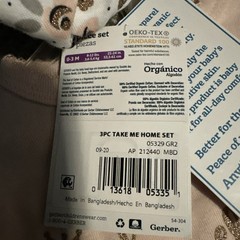 GERBER ORGANICS BABY SOFT 3 PIECE PRINCESS SET 0-3 MONTHS NEW W TAGS