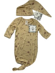 NWT Kate Quinn Baby 0-3 Months Aries Constellation Knotted Gown & Hat Bamboo