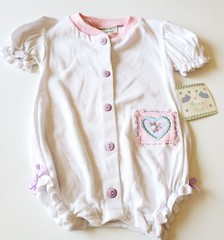 Vintage Baby Girl Romper White Pink Purple Size 6-9 Months NWT Guyz N’ Dollz
