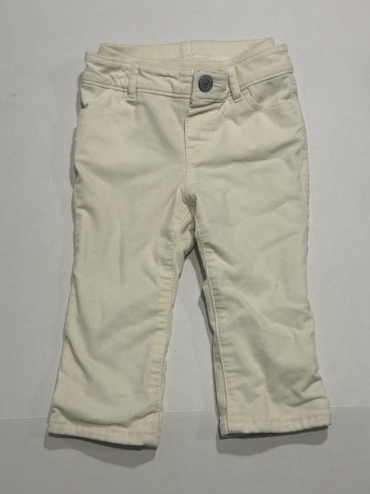 Gap White Corduroy Baby Pants 12-18 Months Solid Stars Button Pockets