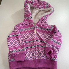 Carter’s Jacket Baby Girls Size 6M Pink Geometric Pattern Fleece Hooded Zip Up