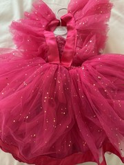Baby Pink Fit & Flare Dress 9-12 Months Glitter Bow Ruffle Sleeveless Tulle