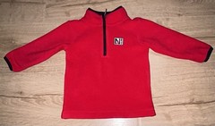 Nautica 12M Red Black Fleece 1/4 Zip Pullover Sweater Unisex Baby Toddler