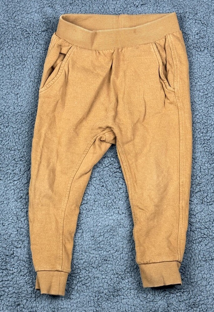H&M Baby Caramel Brown Rust Jogger Pants Pull On 1.5-2 Year 12 2 2T 18 Unisex