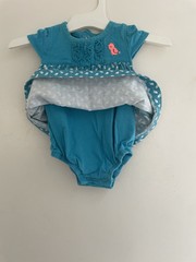 Carter’s Baby Girls Cute Allover Bird Print Ruffle Short Sleeve Dress Blue 0-3M