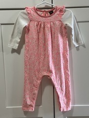 Tea Collection Girls Layered Floral Romper Size 12-18 Months 100% Cotton EUC
