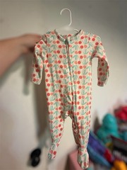 Charlotte & Star Baby Girl Soft Cherry Fruit Pajamas Sleeper Footie 3-6 Months