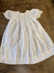 Petit Ami Girls Solid White Smock Cotton Dress Easter Size 9 Months New