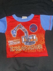 Pillow Pals Excavator Construction Red Blue 18M Short Sleeve T-Shirt