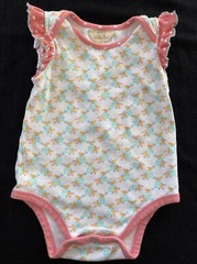 Matilda Jane Pink/White/Aqua Birdcage Ruffle Sleeve Bodyshirt- 18-24 Months