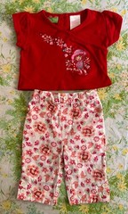 Vtg Strawberry Shortcake Y2K Set Outfit Shirt Capri Pants Embroidered 18 Months
