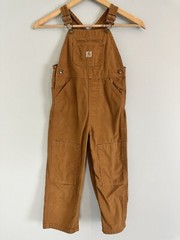 Carhartt Brown Overall Bibs Cotton Double Knee Adjustable Straps Kids 4T Outdoor