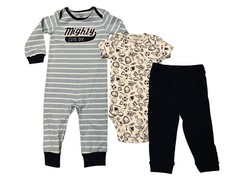 Boys Blue Long Sleeve 3pc Romper Bodysuit Pant Set 3M