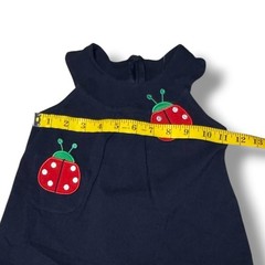 Florence Eiseman Ladybug Dress Baby Girl 12M Navy Blue Play Applique Garden NEW
