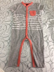 7 For All Mankind Baby Bodysuit One Piece Gray/White Striped 3-6/6-9 Months NWT