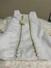 New Born 0-3M Handmade Baby Dress Set Cotton White