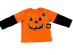 Infant Boys Halloween Jack O Lantern Orange Black Long SleeveShirt Size 12 Month