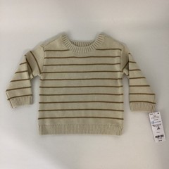 Carter’s Baby Boy Crew Neck Pullover Sweater Cream With Tan Stripes Size 9M New