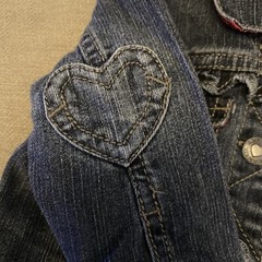 Arizona Jeans Denim Jacket Hooded Baby Girls 6M Blue With Hot Pink Floral Spring