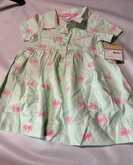 Carters Baby Girl Mint Green And Pink Bicycle Print Dress Size 12 Months