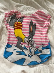 Vintage 1990s Looney Tunes Bugs Bunny Kids childs Shirt Baby 2T swim Beachwear