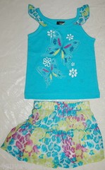 Baby Toddler Girls TURQUOISE TANK TOP Butterfly RUFFLE SKIRT Leopard 18 24 MO 3T