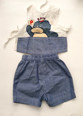 Baby 6-9M Clothes 2 Piece Pants full cover Bibs Lot 70 cm Sugar Corn Penguin