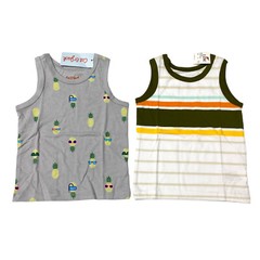 Cat & Jack Baby Boys Size 12M Tank Top Gray Pineapple/Striped (2 Pack)