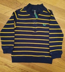 Carter’s Toddler Boy 18 Months Blue and yellow striped Half Zip Knit Sweater