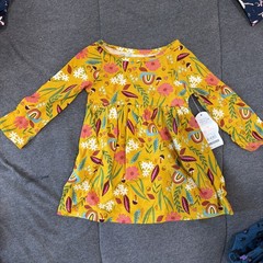 TODDLER GIRL ORGANIC 100% COTTON LONG SLEEVE KNIT DRESS WITH POCKETS SIZE 12M